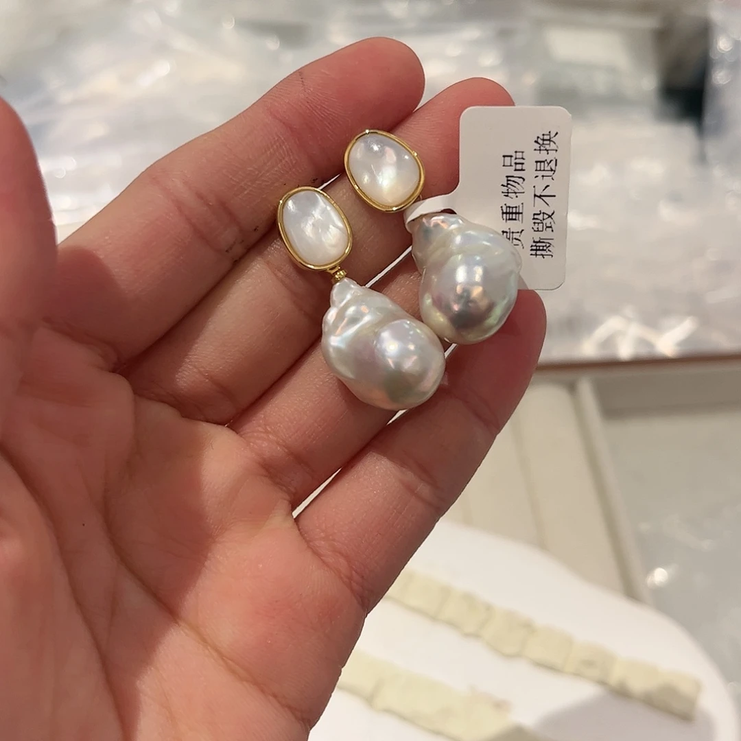 淡水珍珠耳饰合金