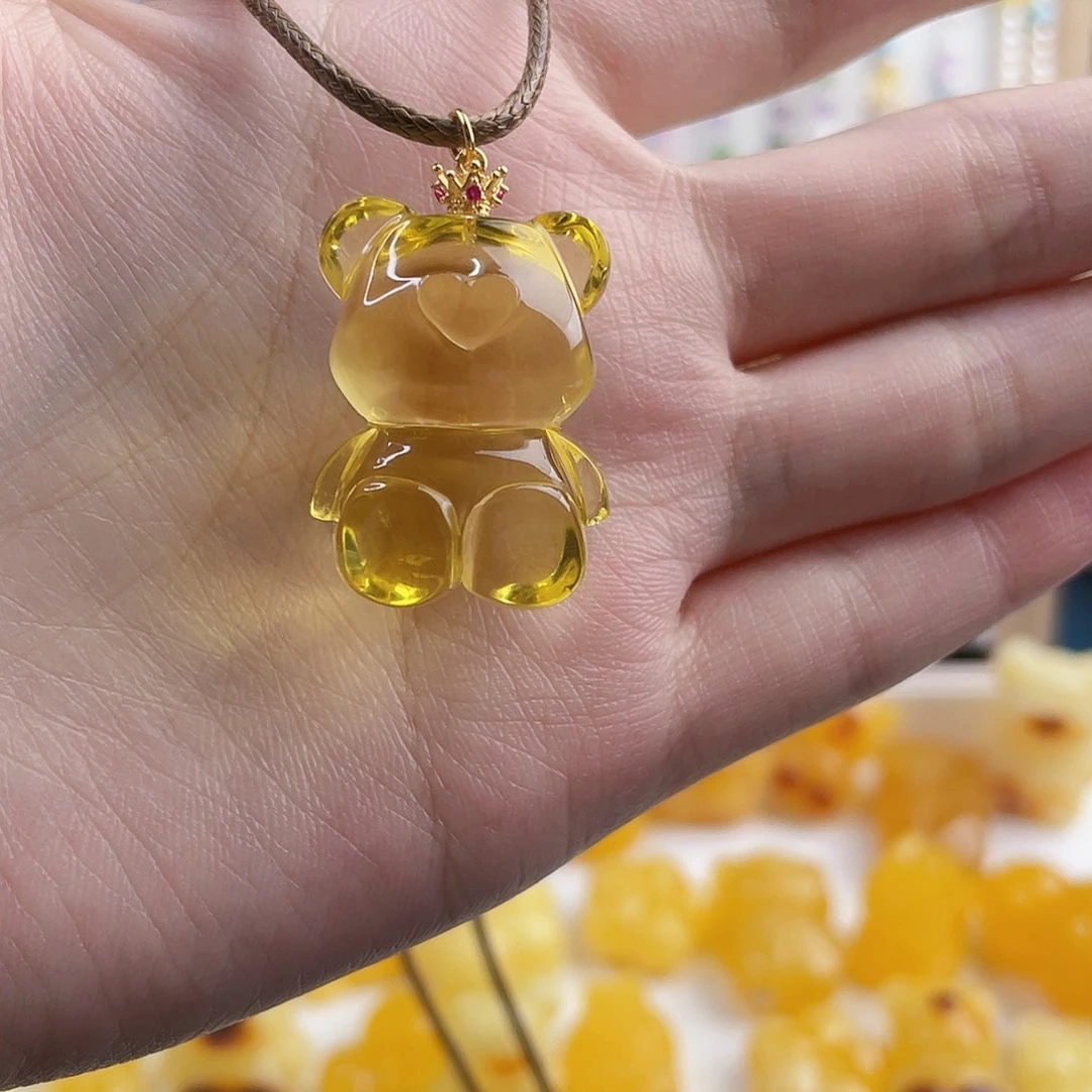 琥珀银S925镶嵌裸石琥珀吊坠