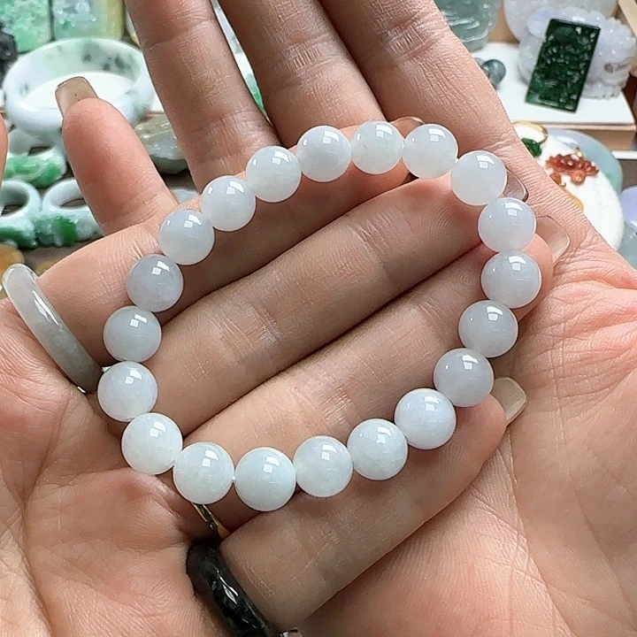 翡翠颈饰未镶嵌可****年白冰胶手串