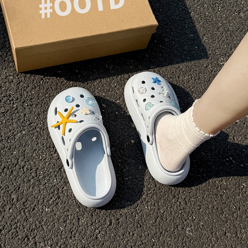 eva厚底洞洞鞋女款外穿夏季沙滩防滑2025新款爆款包头凉拖鞋