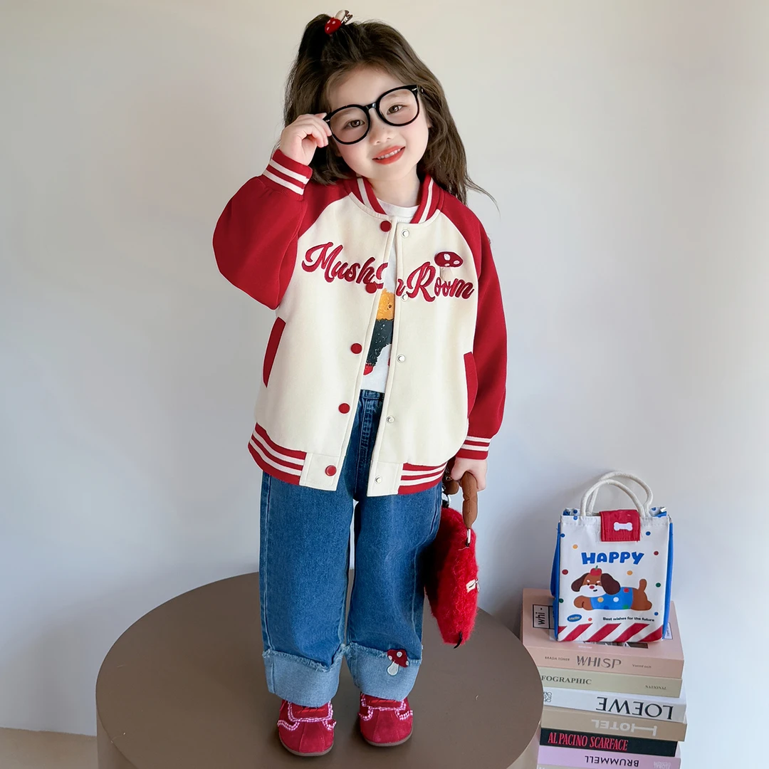 女童卡通棒球服外套洋气儿童春秋季新款女宝宝休闲上衣小女孩开衫