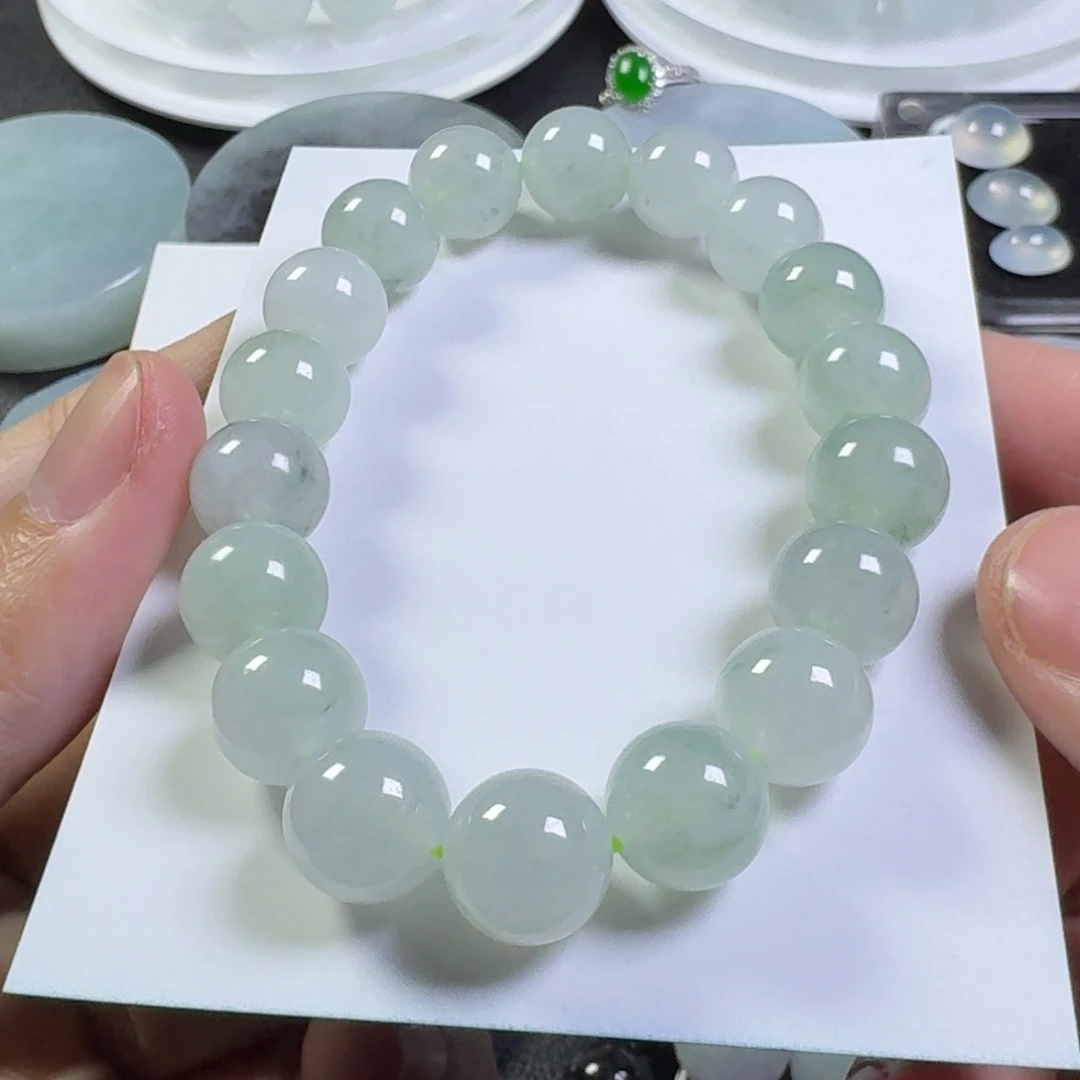 定制翡翠未镶嵌18颗10+冰乌鸡手串