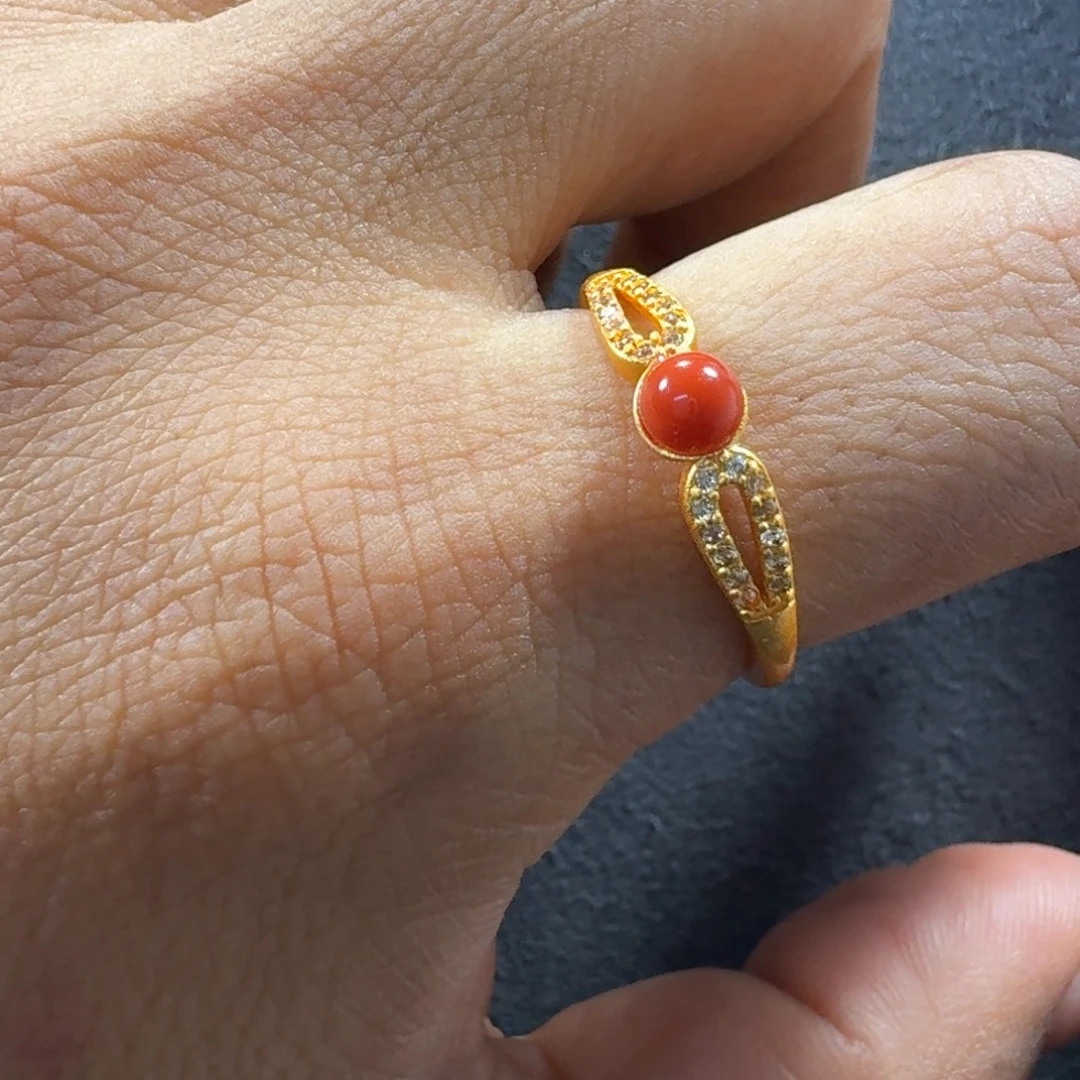 春***开南红玛瑙合金戒指