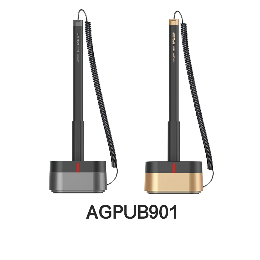 晨光AGPUB901 商务中性笔外观银灰色/金色双珠笔头速干台笔
