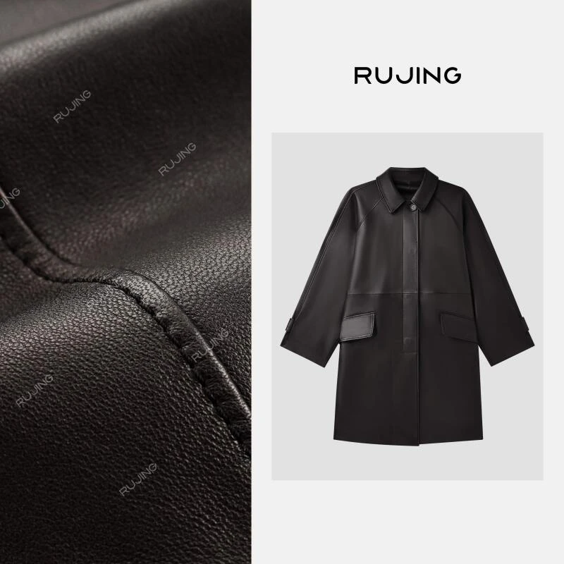 RUJING丨黑标【旷野】复古风羊皮中长款外套-257FYJM002