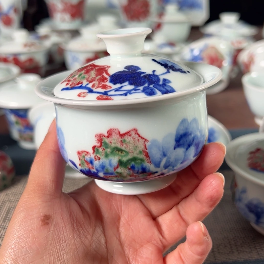 杯原矿青花釉里红瓷器