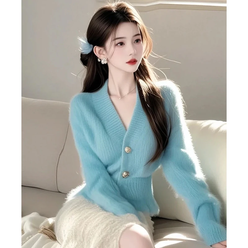 法式慵懒风短款针织开衫女秋冬季2025新款爆款超好看独特毛衣外套