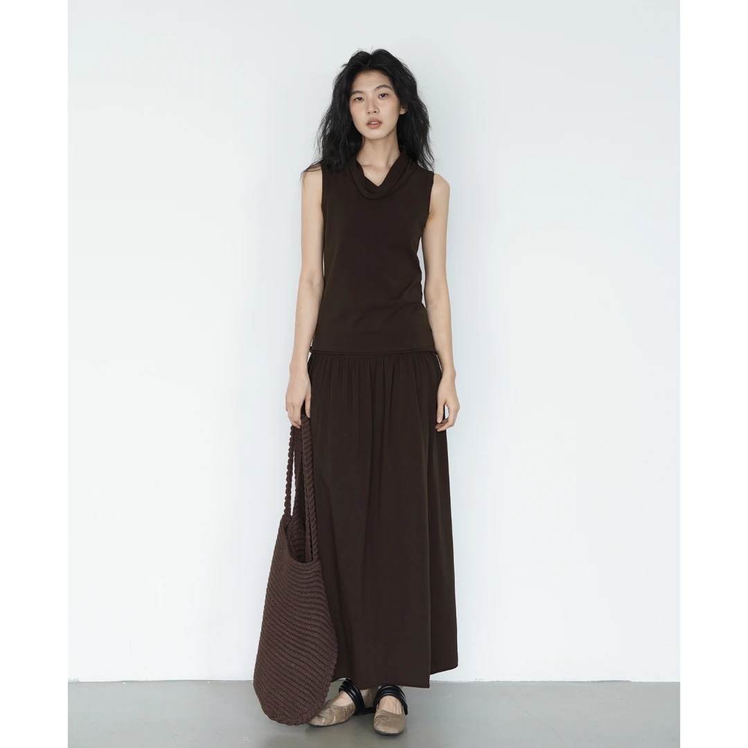 EIGHTHMONTH棕色背心半身裙两件套女BE111474