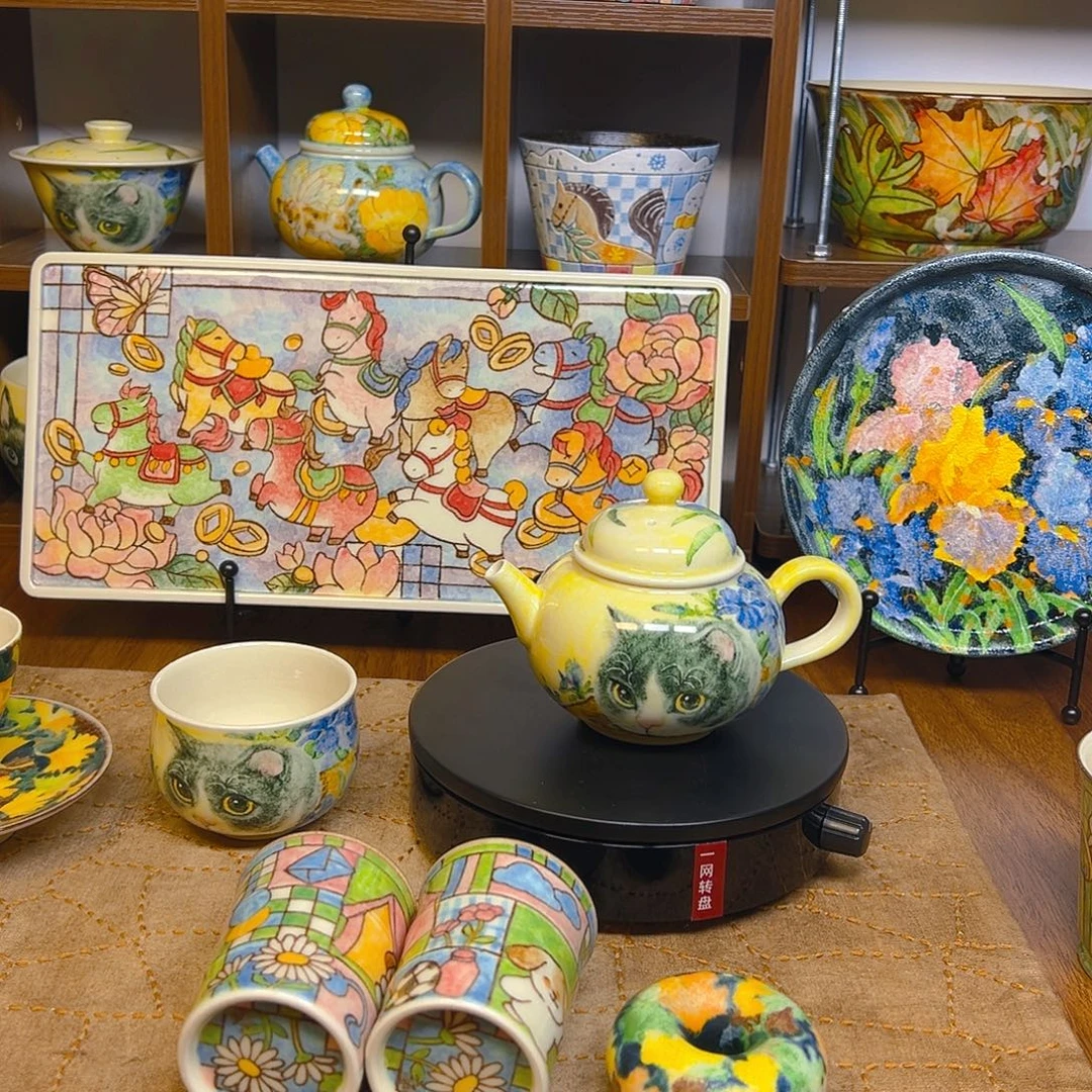 原创手绘高温釉下彩