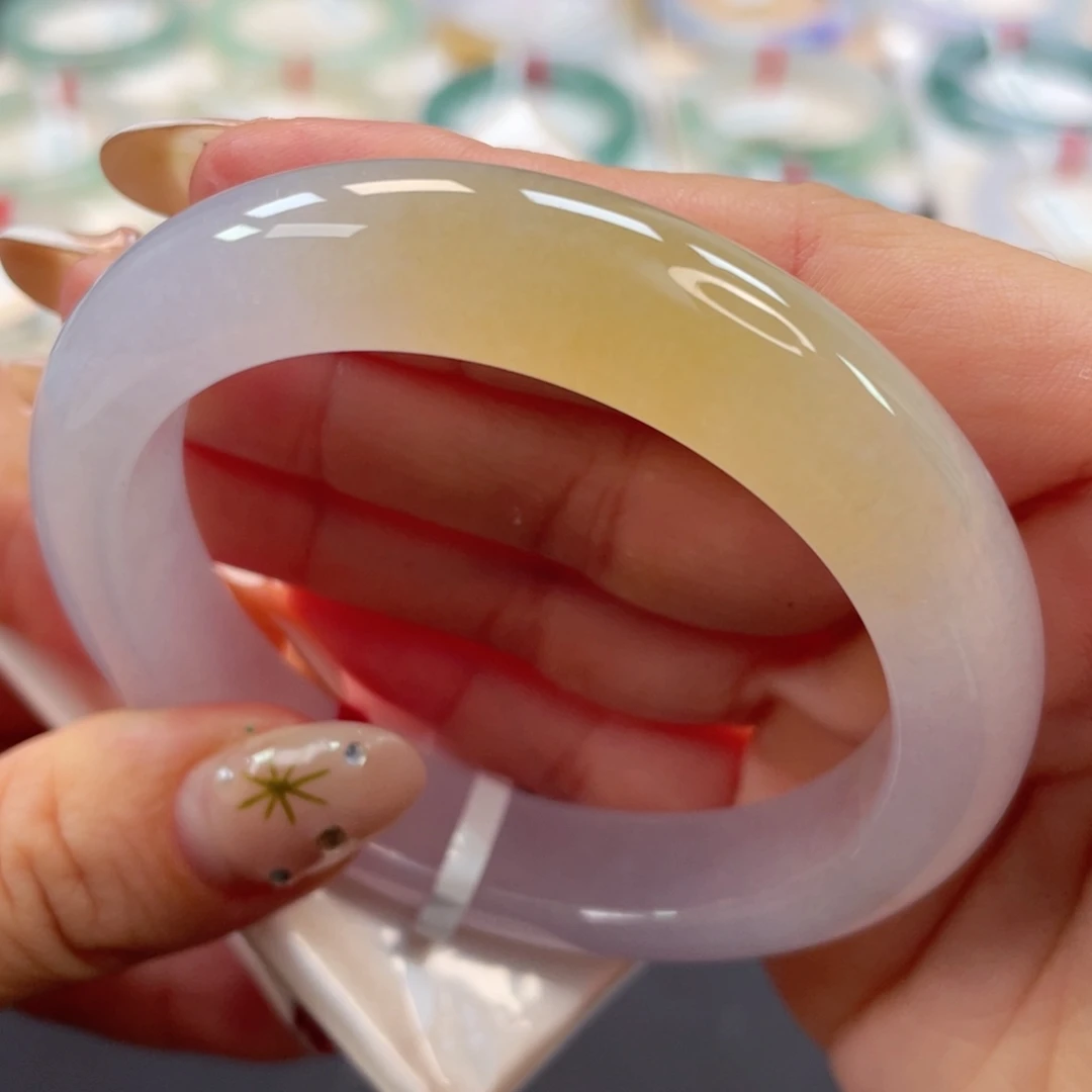 未镶嵌手镯翡翠18号冰黄半山水