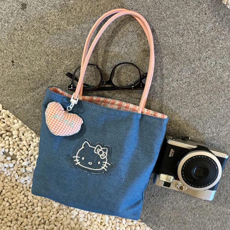 kt牛仔手提包可爱百搭mini新款手提小包便携女包通勤包外出手拎包