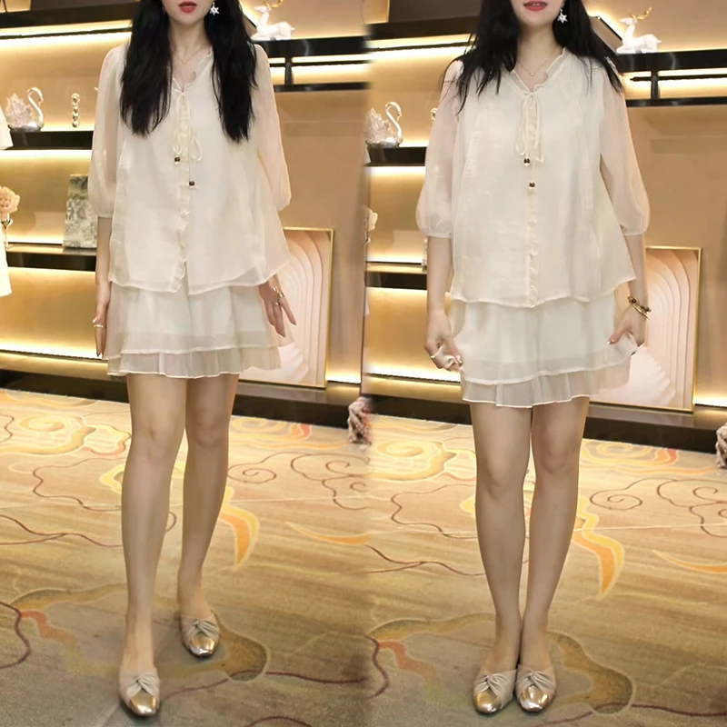 慵懒风休闲时尚套装女夏季新款设计感防晒衬衫上衣半身裤裙两件套