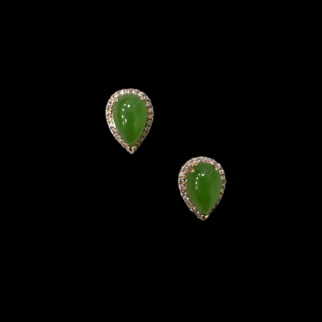 V6252 碧玉18K耳钉（孤品）.