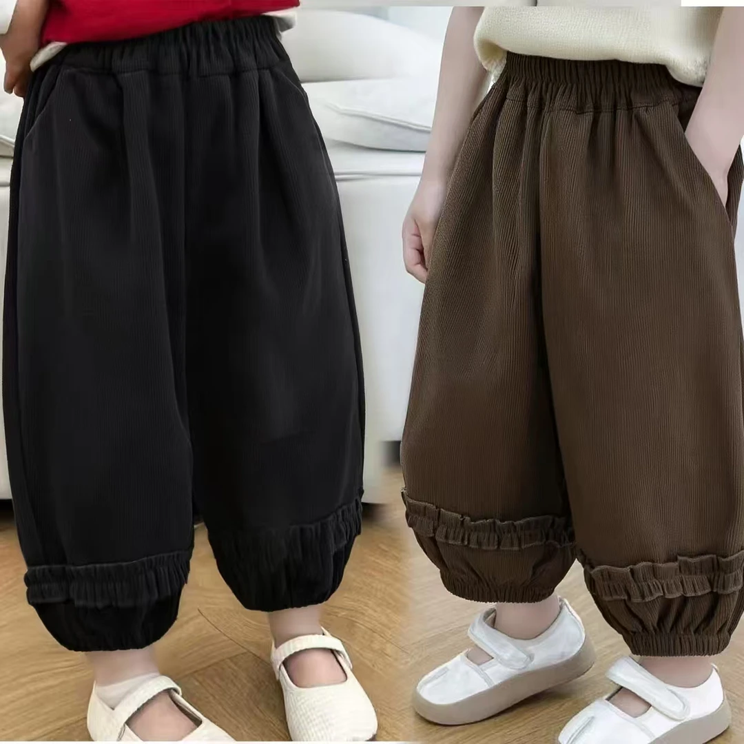 儿童秋季裤子男女童休闲裤百搭森系复古灯笼裤可爱超萌儿童衣服