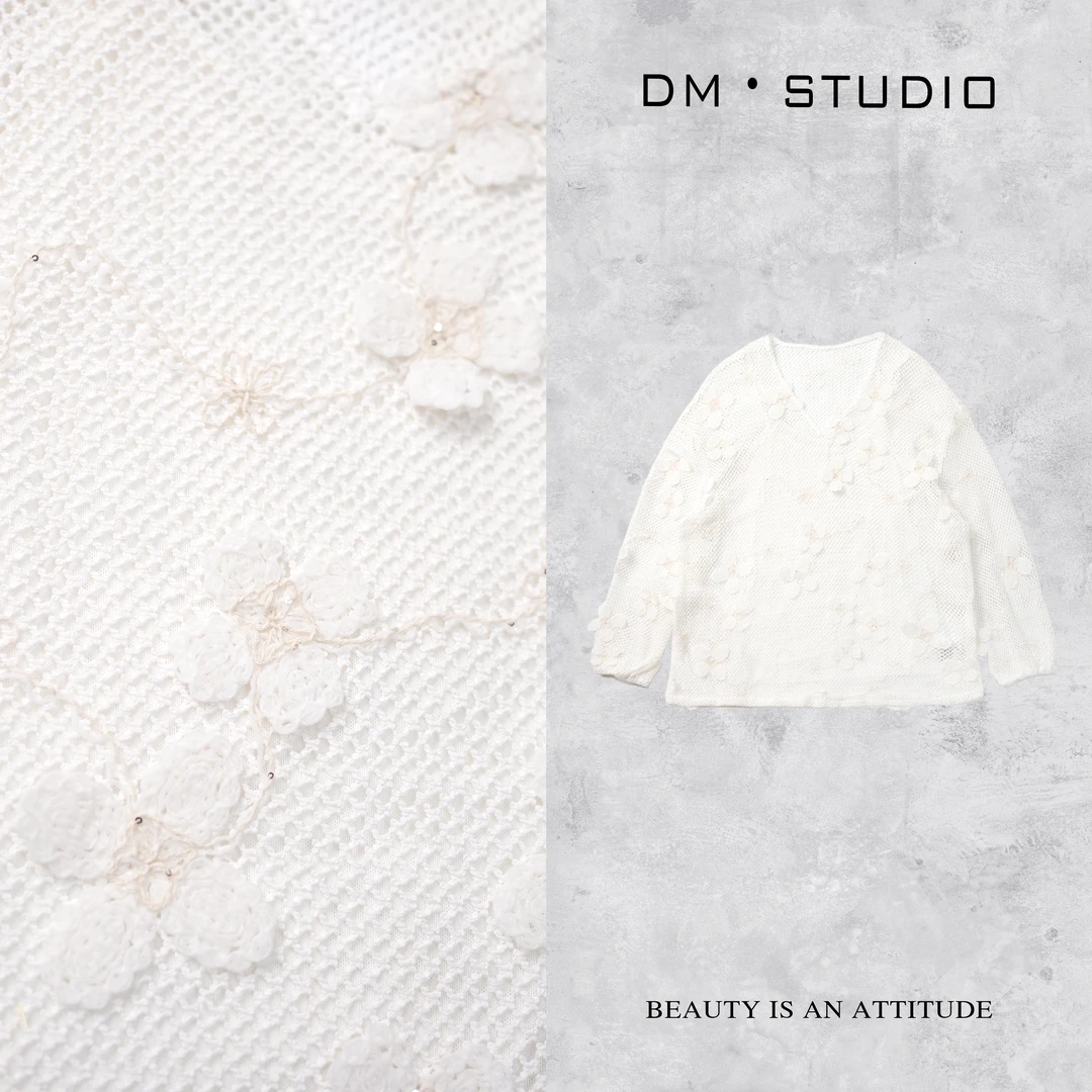 DEDM•STUDIODM/小众立体花V领上衣+吊带两件套（2503CS/25SSW888）