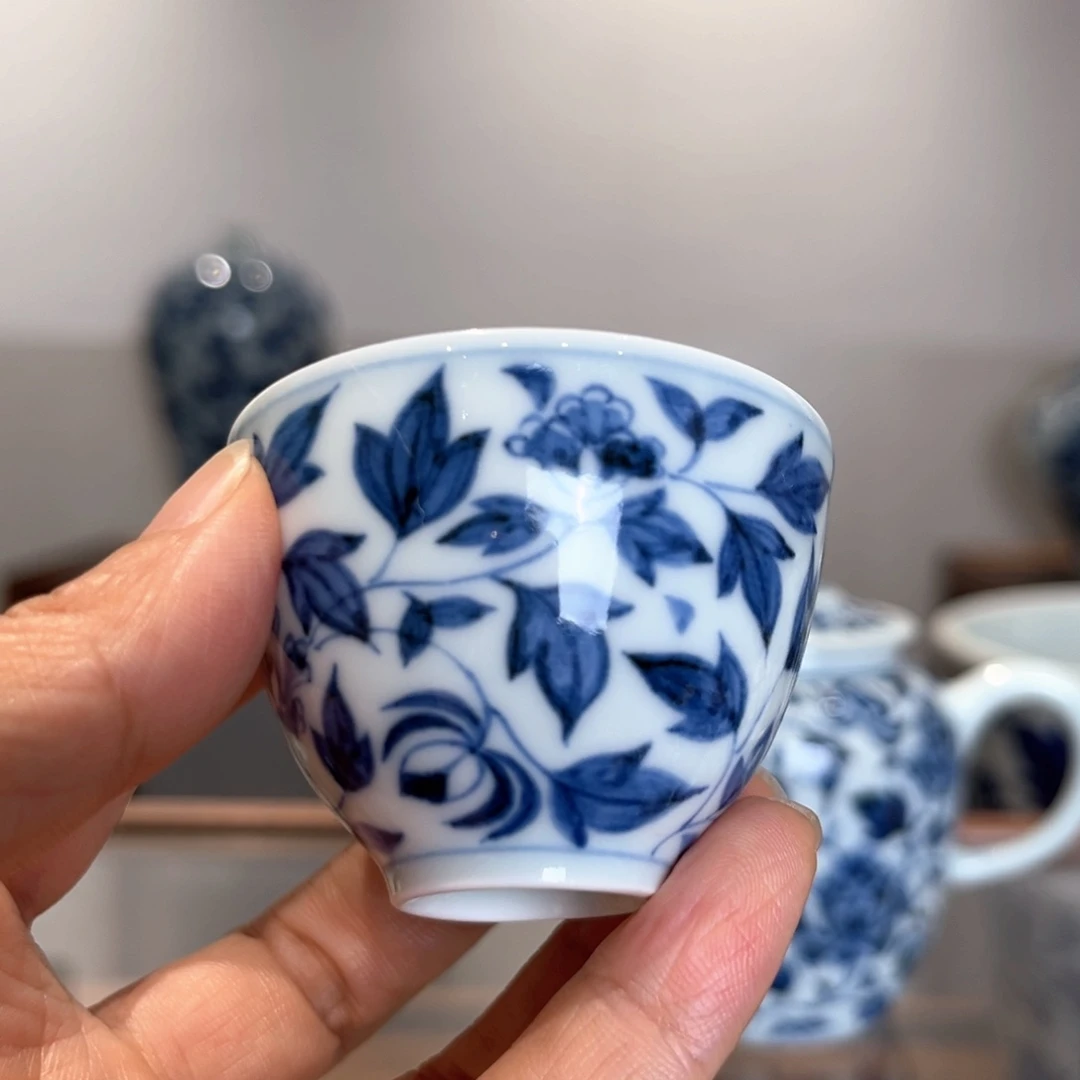 缠枝花卉杯子杯子元青花