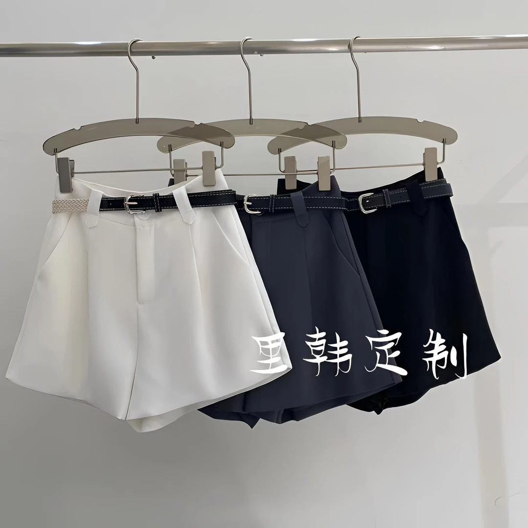 【里韩定制】短裤女2025年新款阔腿高腰显瘦百搭西装A字短裤9107