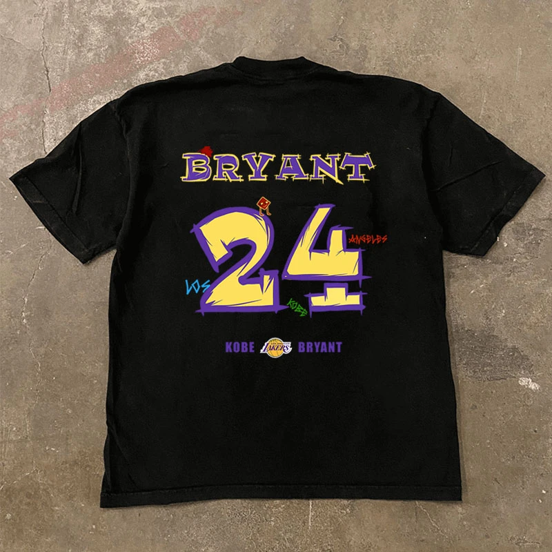 【切克Now】重磅手绘漫画科比印花纯棉短袖t恤夏季宽松运动小众设计