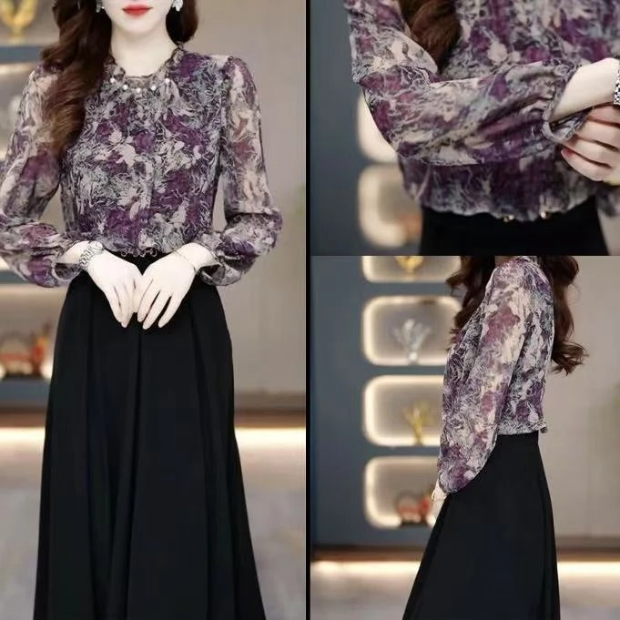 连衣裙春夏新款收腰显瘦遮肉气质减龄时尚中长款裙子1287#