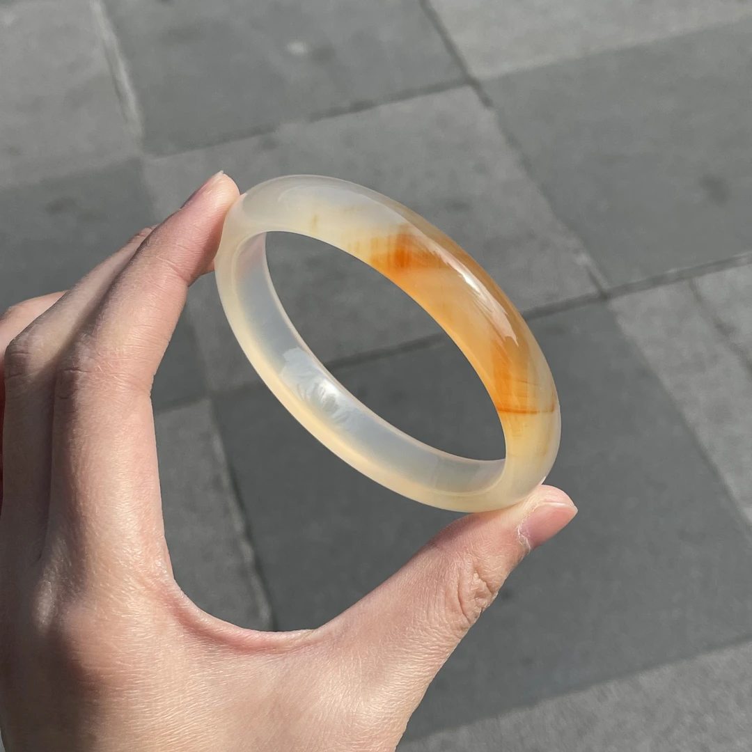 圈口65+正圈橘色一口糖飘糖飘纹-玛瑙