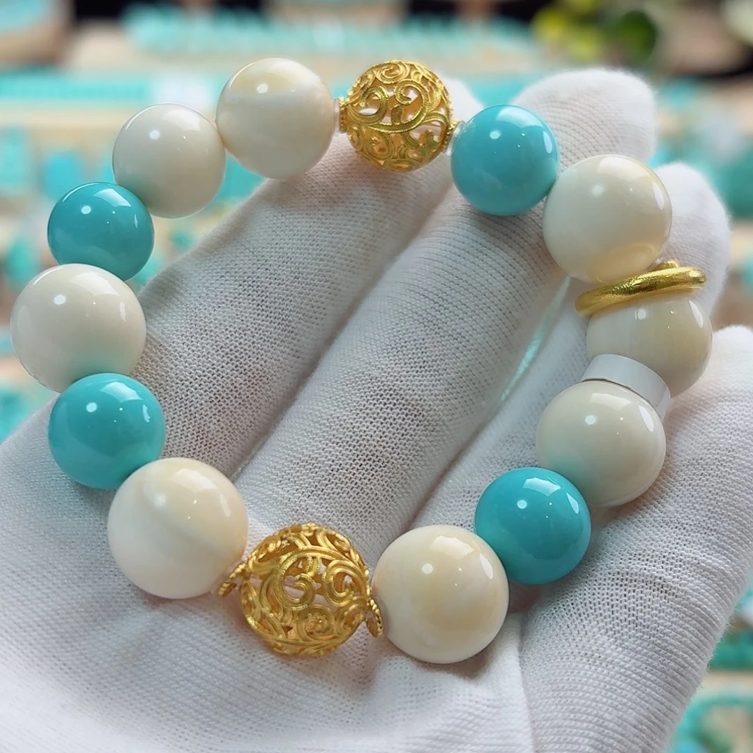 绿松石18K金镶嵌珠宝奇石