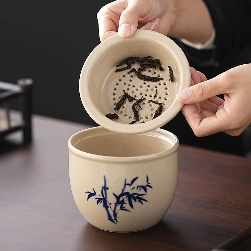 陶瓷茶洗带盖家用大号茶渣缸水盂杯洗茶具废水缸收纳碗茶盆茶杯盆