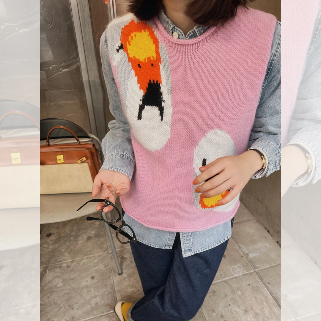 莉贝琳sisy妙趣粉色马甲重工提花卷边漂亮针织背心182898