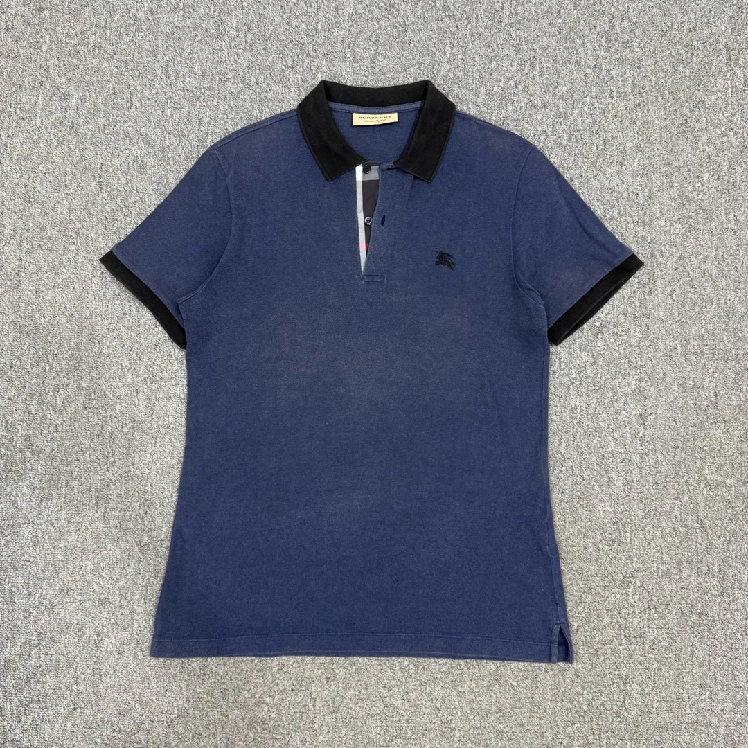 99新 BURBERRY/博柏利 13635376藏蓝色战马刺绣短袖Polo衫 XL码