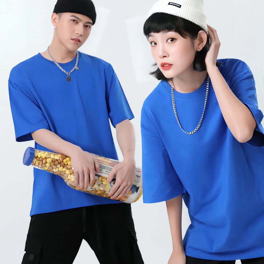 两件装~男士短袖t恤纯色重磅新疆纯棉夏季新款纯色宽松打底半袖女