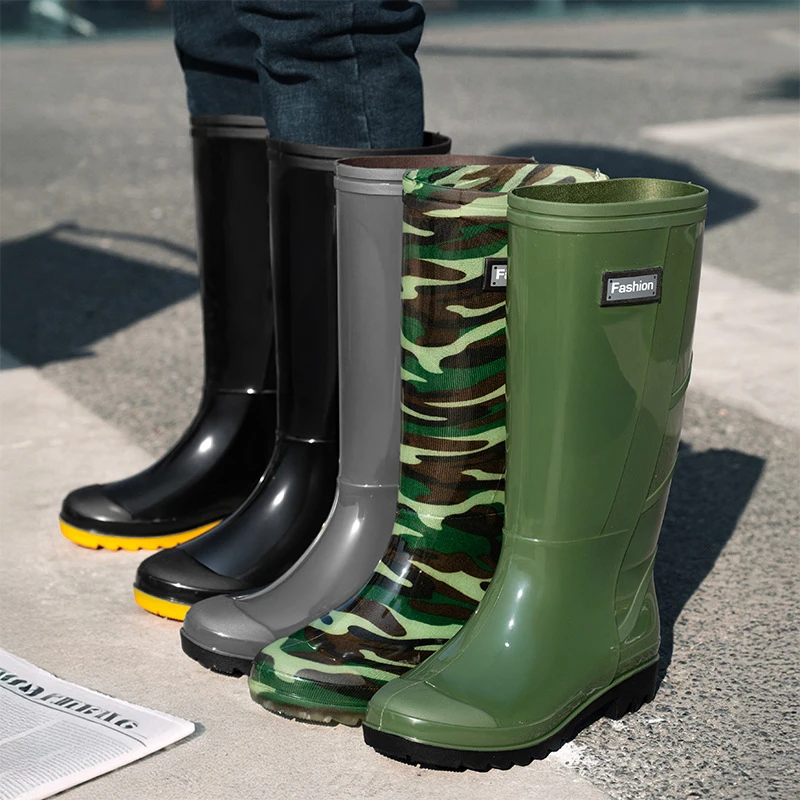 劳保短筒高筒雨鞋大码男士牛筋底防水耐磨水鞋加绒保暖鞋爆款淘宝