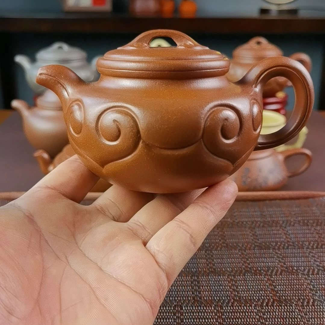 紫砂茶壶沉香泥仿古如意350CC