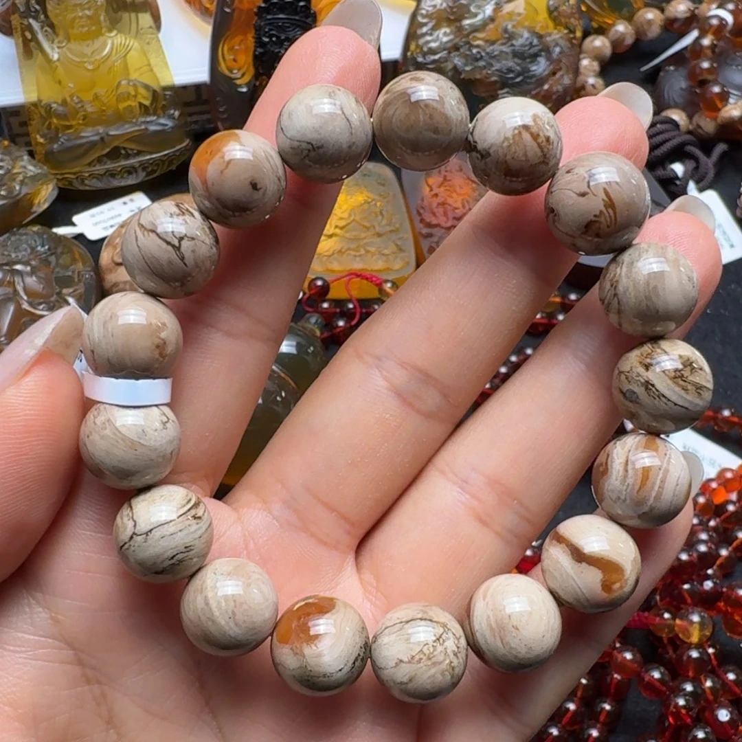 未镶嵌琥珀珠宝奇石白根手串
