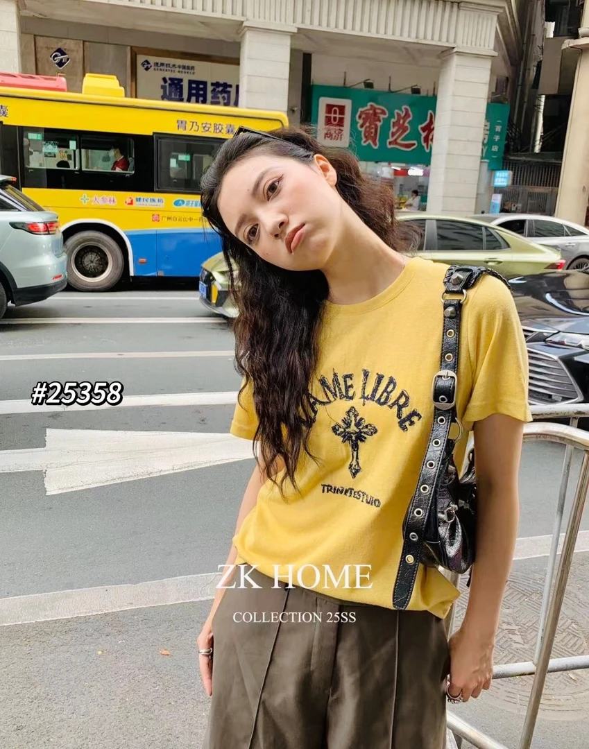 zk十字架字母短袖25358