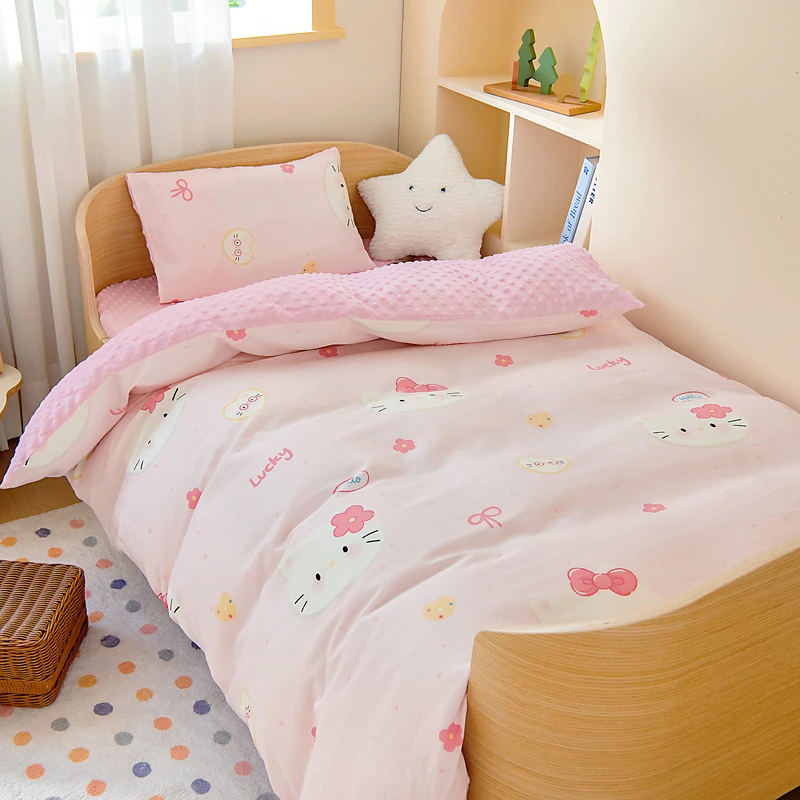 2025秋冬新款保暖可拆洗AB版婴幼儿童全棉豆豆被子套冬被芯