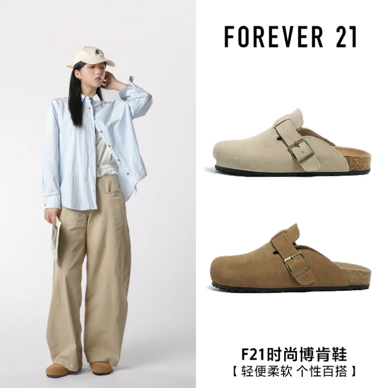 F21勃肯鞋女2025新款夏季软底一脚蹬轻便百搭休闲可外穿包头拖鞋