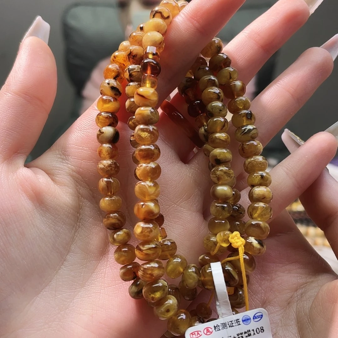 琥珀未镶嵌裸石抚顺琥珀7➕108蜜蜡