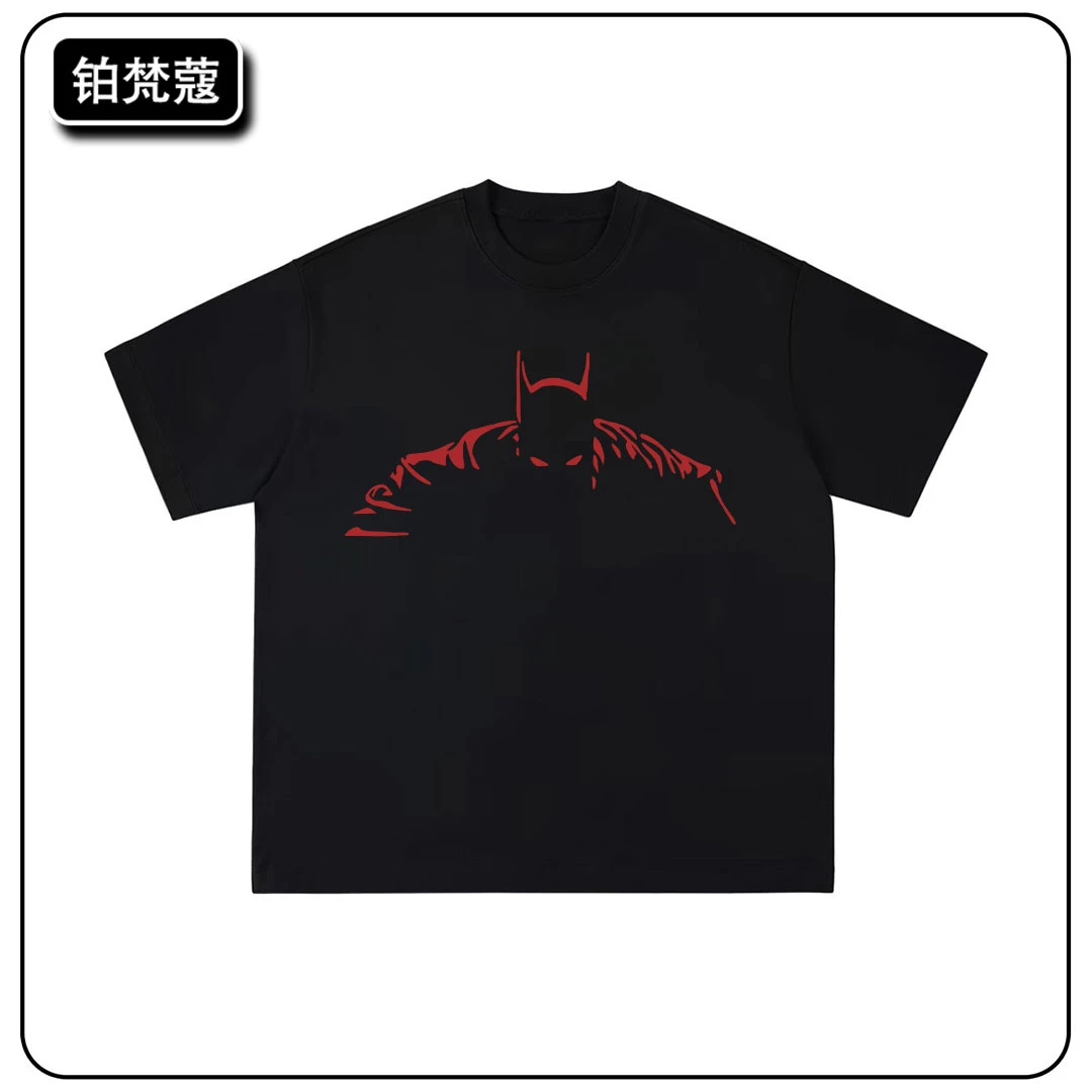 铂梵蔻夏季痞帅圆领印花宽松新款上衣潮T恤轻奢纯棉短袖男士休闲