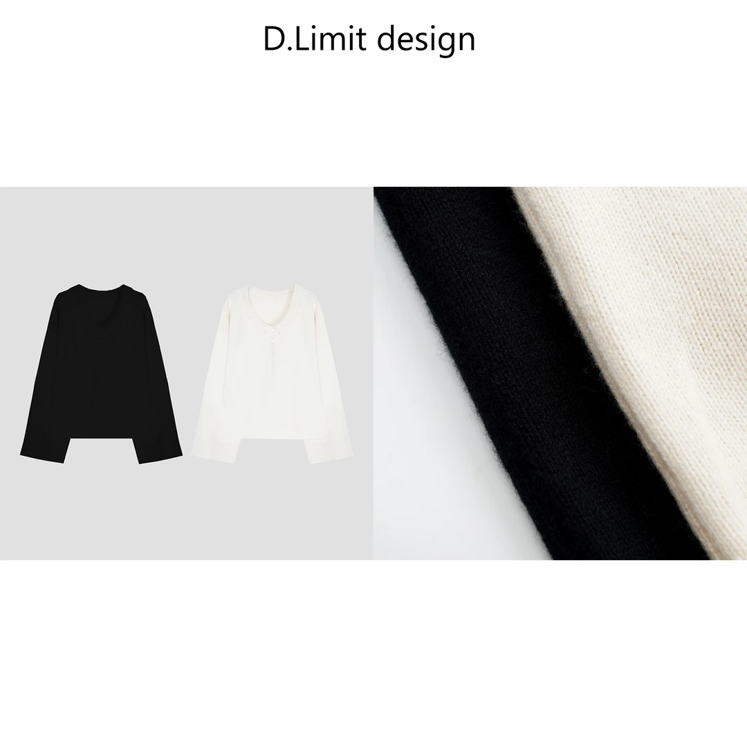 【D.Limit design】小翻领V领净版两色针织衫DLCK1112