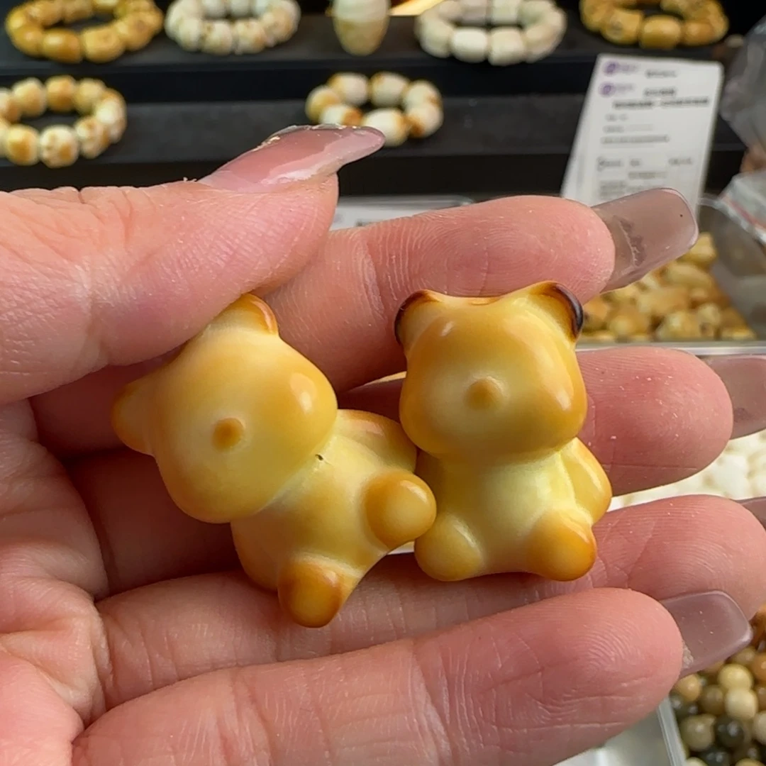手串菩提根/象牙果微瑕牙果炭烤小熊5颗