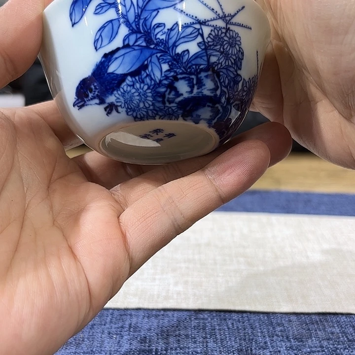 杯子瓷青花花鸟杯子