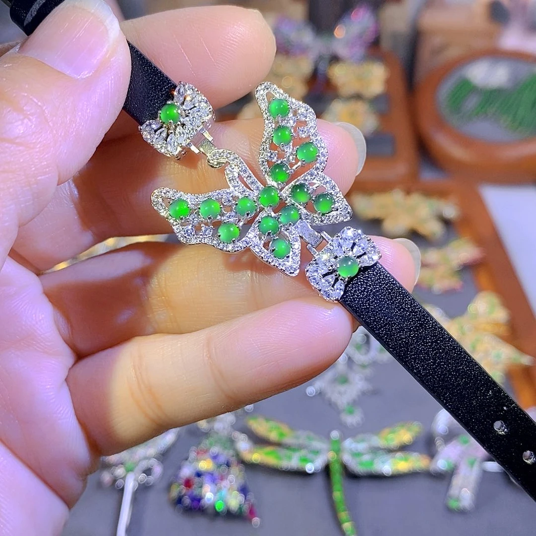 颈饰银S925镶嵌翡翠