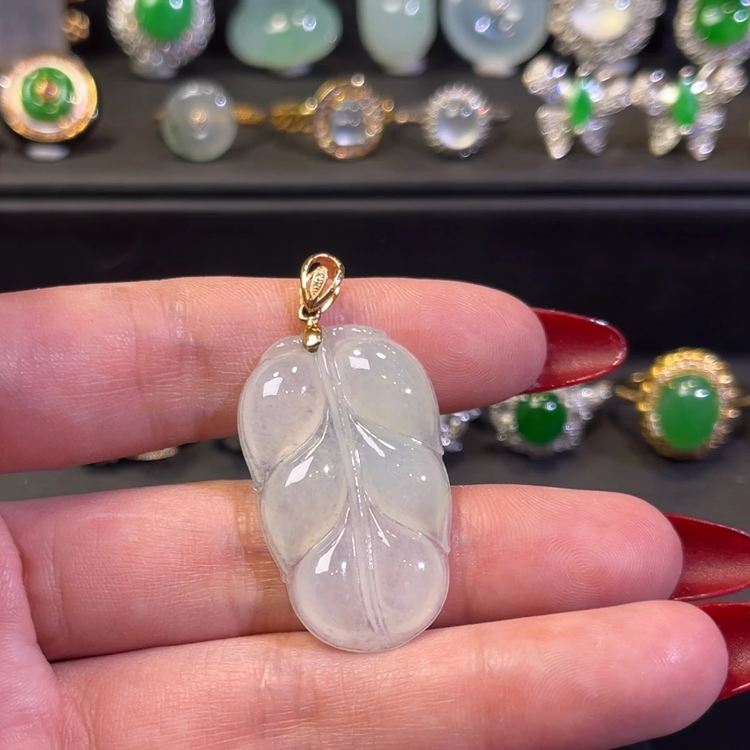 定制翡翠未镶嵌翡翠叶子吊坠
