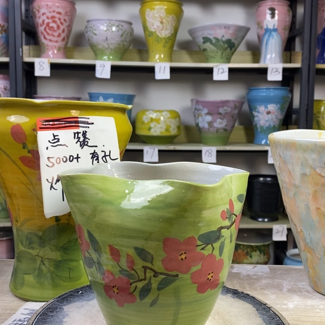 景德镇手工手绘陶瓷花盆