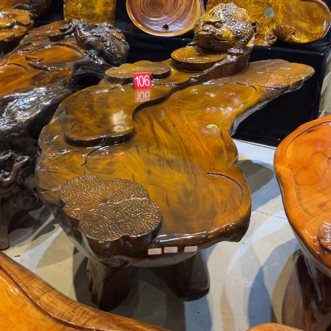 楠木根雕实木茶桌