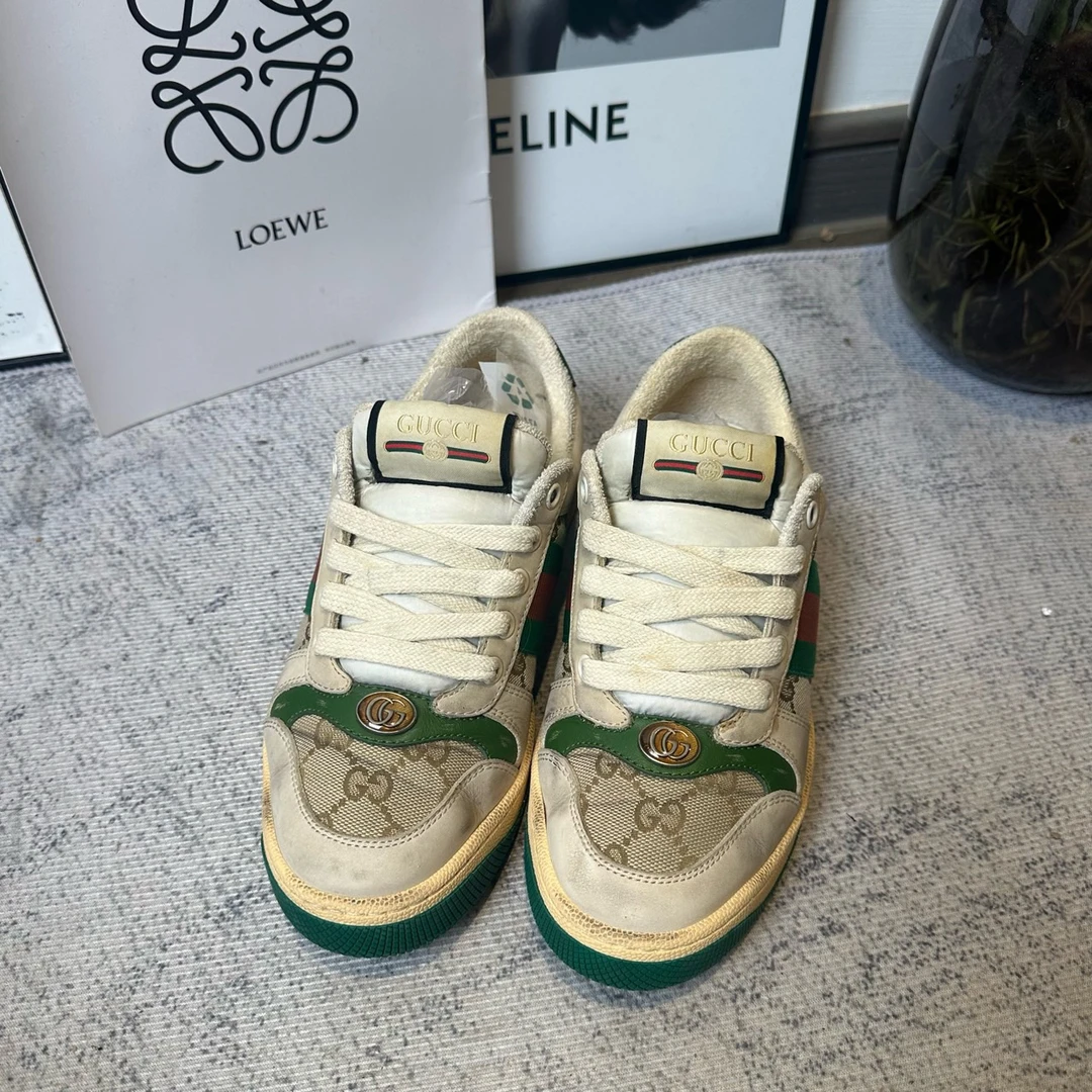 99新 GUCCI/古驰 葡萄籽奢潮/绿尾脏脏鞋/35.5码