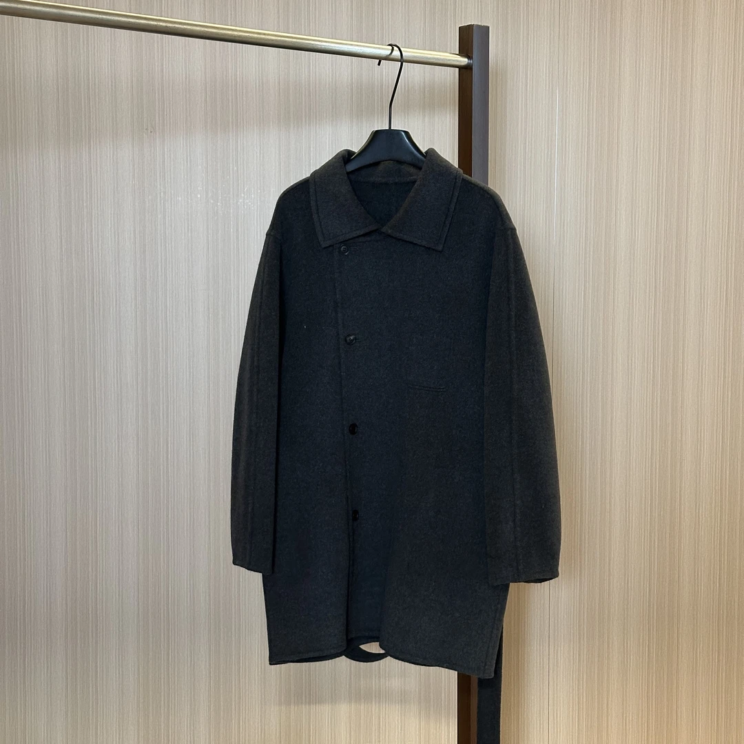 WMM中长款腰带小翻领长袖大衣外套女士秋冬新款宽松