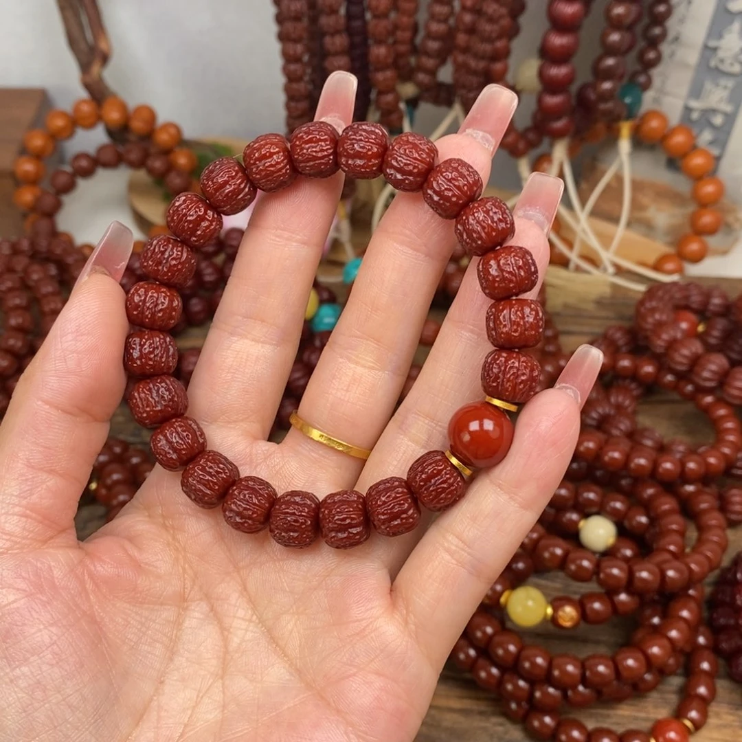 猴头核桃手串盘龙加红