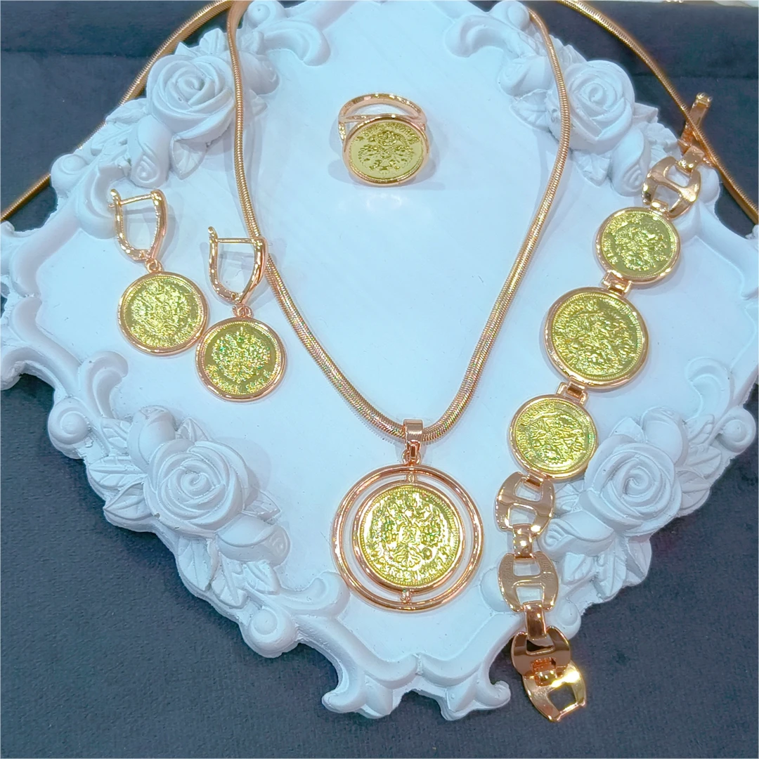 铜合金项链 tilla饰品潮流时尚简约吊坠项链手链戒指耳环五件套