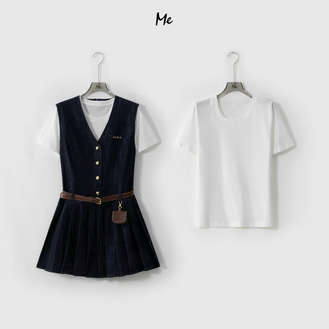 ME【MM曼哈顿两件套】奢牌感收腰显瘦舒适时尚休闲连衣裙MESS5639