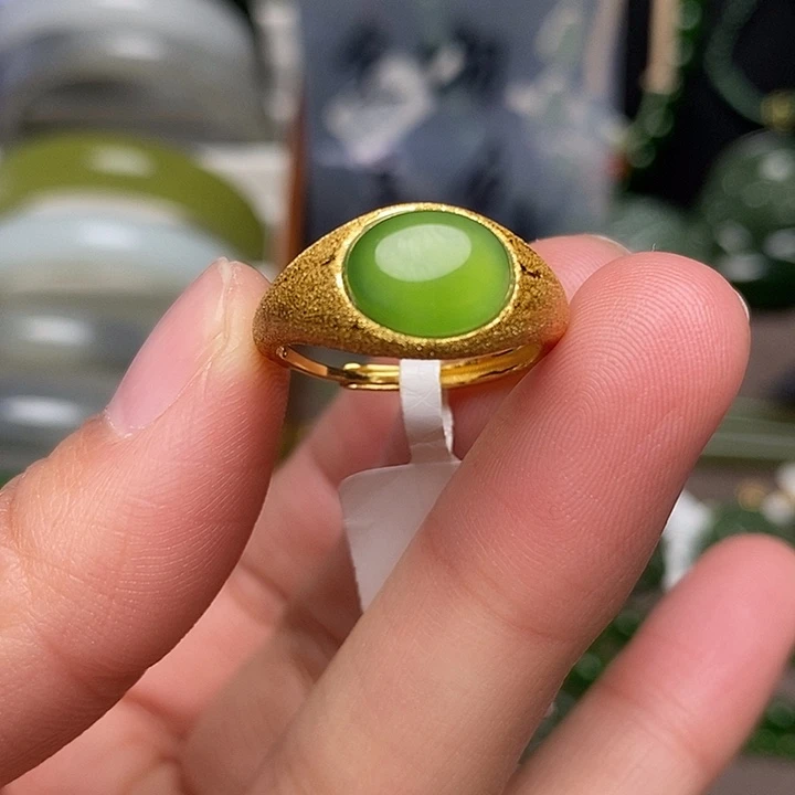 和田玉银S925镶嵌戒指